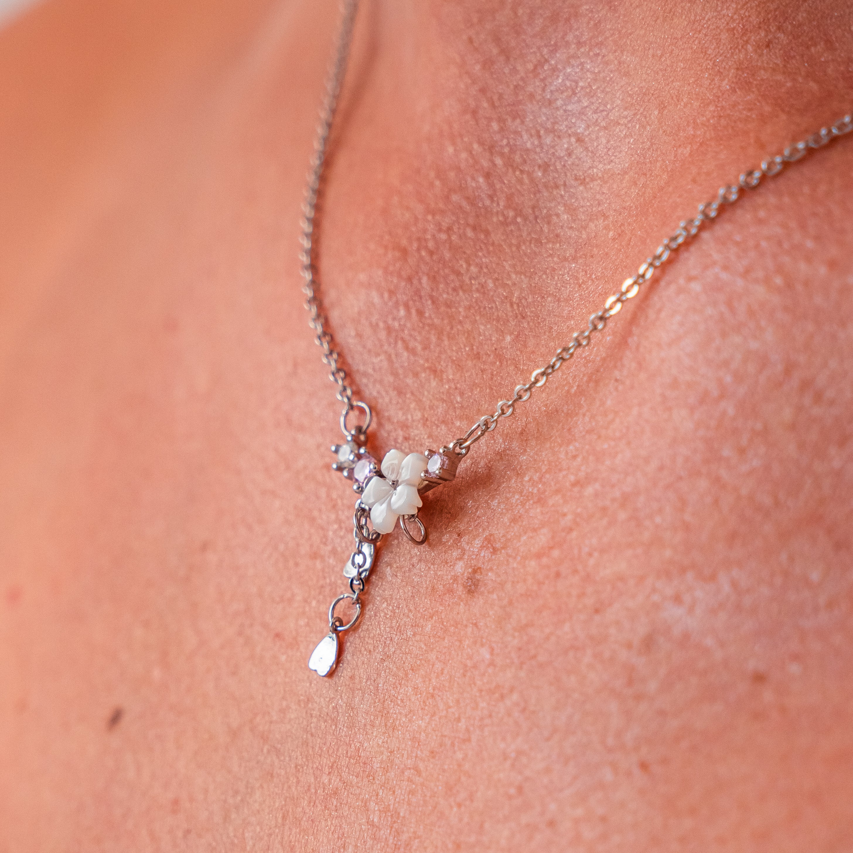 Necklace with Silver Cherry Blossoms