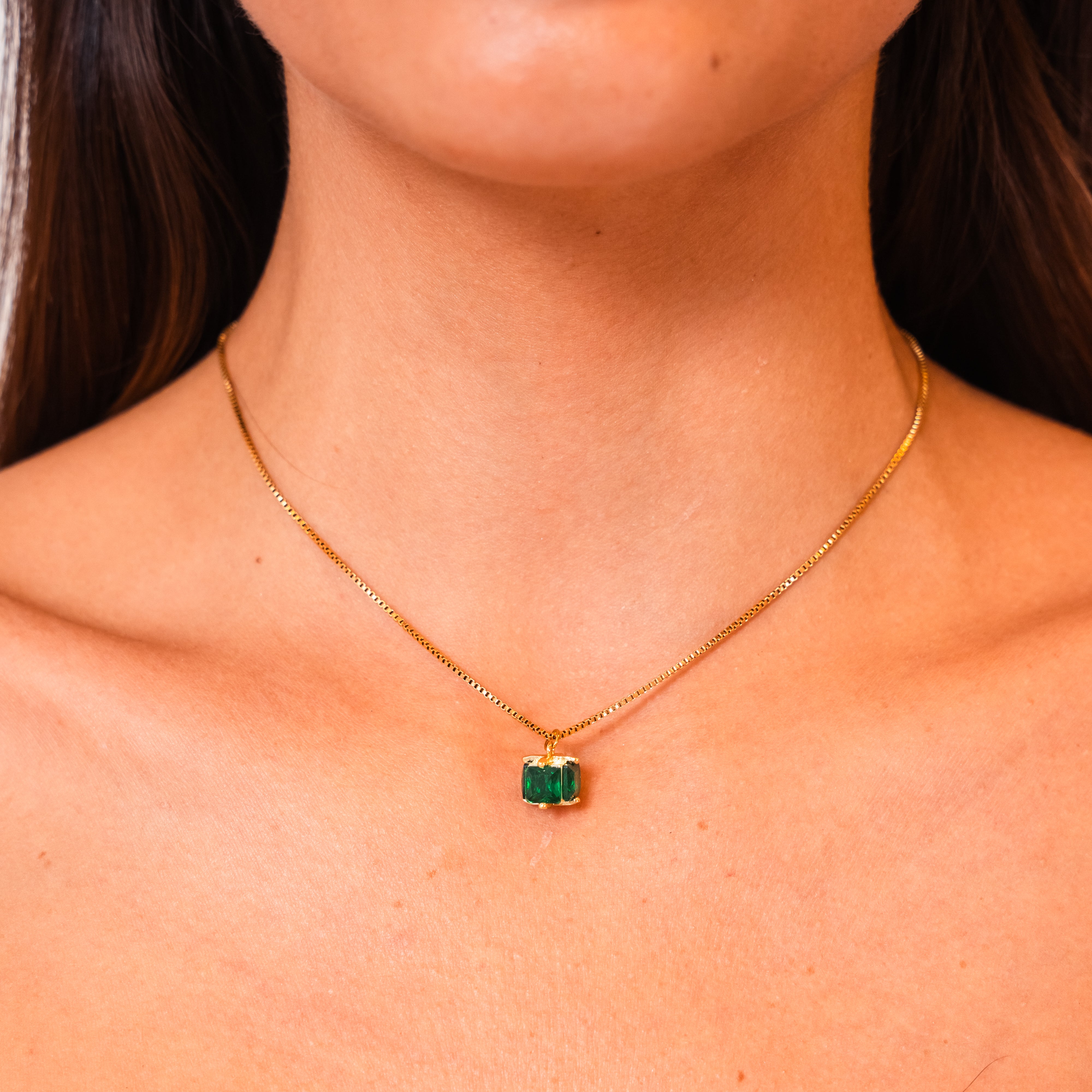 Emerald Cube Necklace